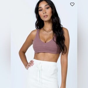 Princess Polly size 8 textured V-neck Mauve Pullover bralette